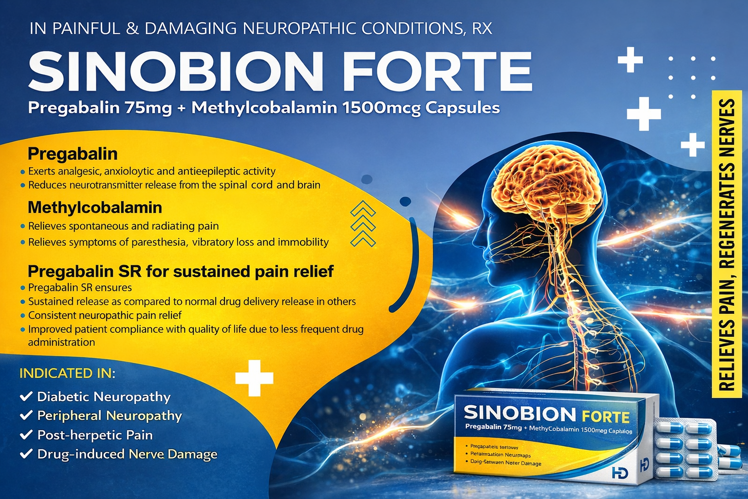 SINOBION FORTE Capsules (Pregabalin 75mg + Methylcobalamin 1500mcg)
